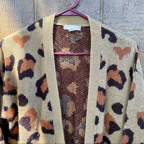It’s Our Time Leopard Long Cardigan Sweater Medium - Picture 8 of 11